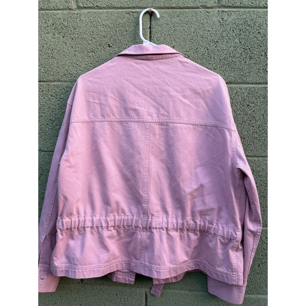 Dip Womens Pink Utility Jacket Snap Front Drawstring Waist Mauve Denim Medium - Picture 10 of 13